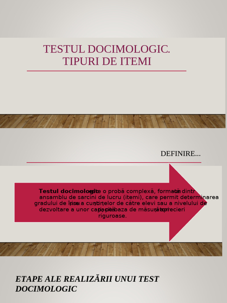 Testul Docimologic. Tipuri de Itemi. | PDF