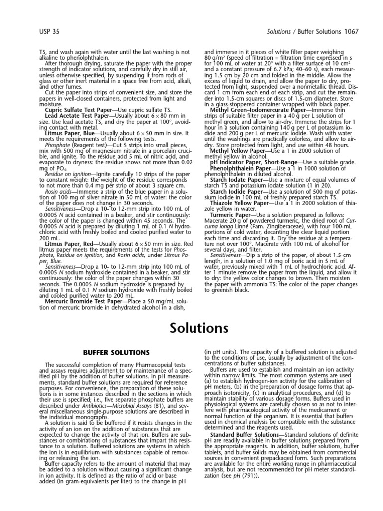 Buffer Solution USP | PDF | Buffer Solution | Ph