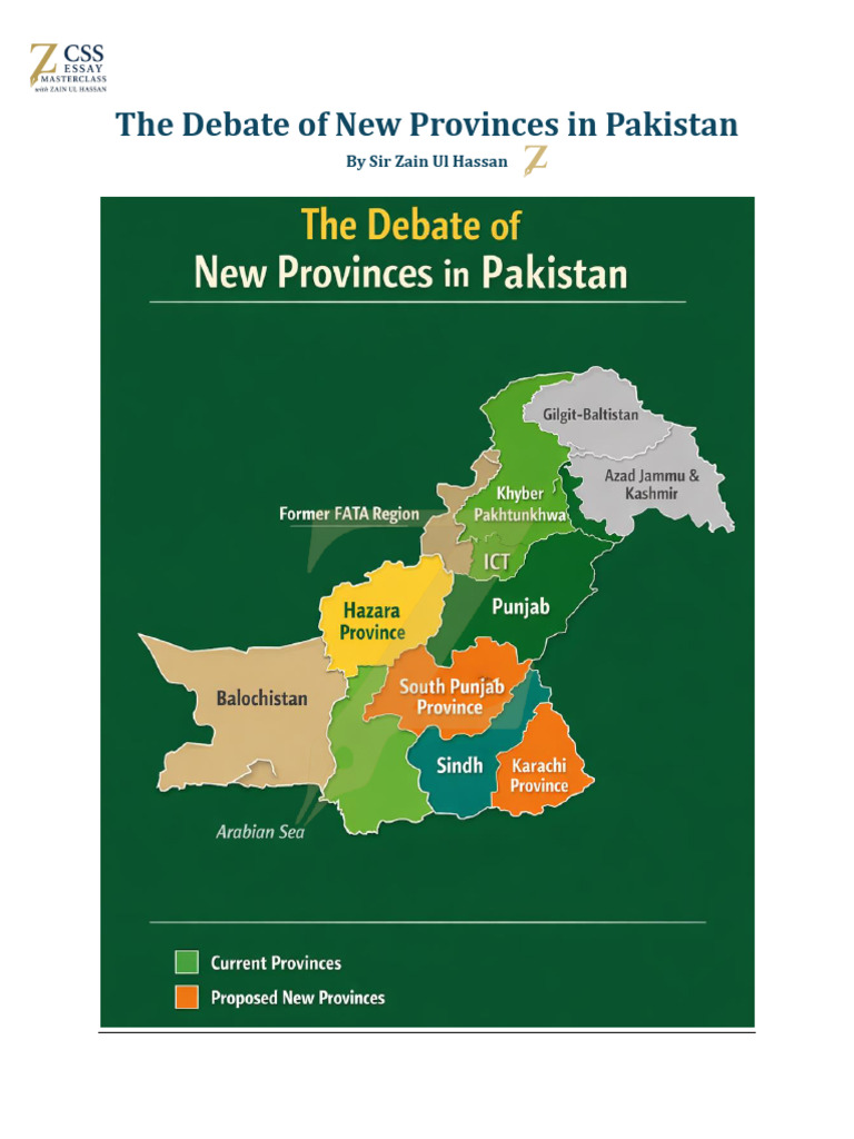 The Debate of New Provinces in Pakistan (Complete) | PDF | Pakistan ...