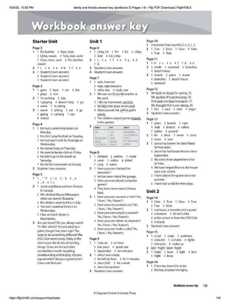 Answer Key Workbook FF5 | PDF