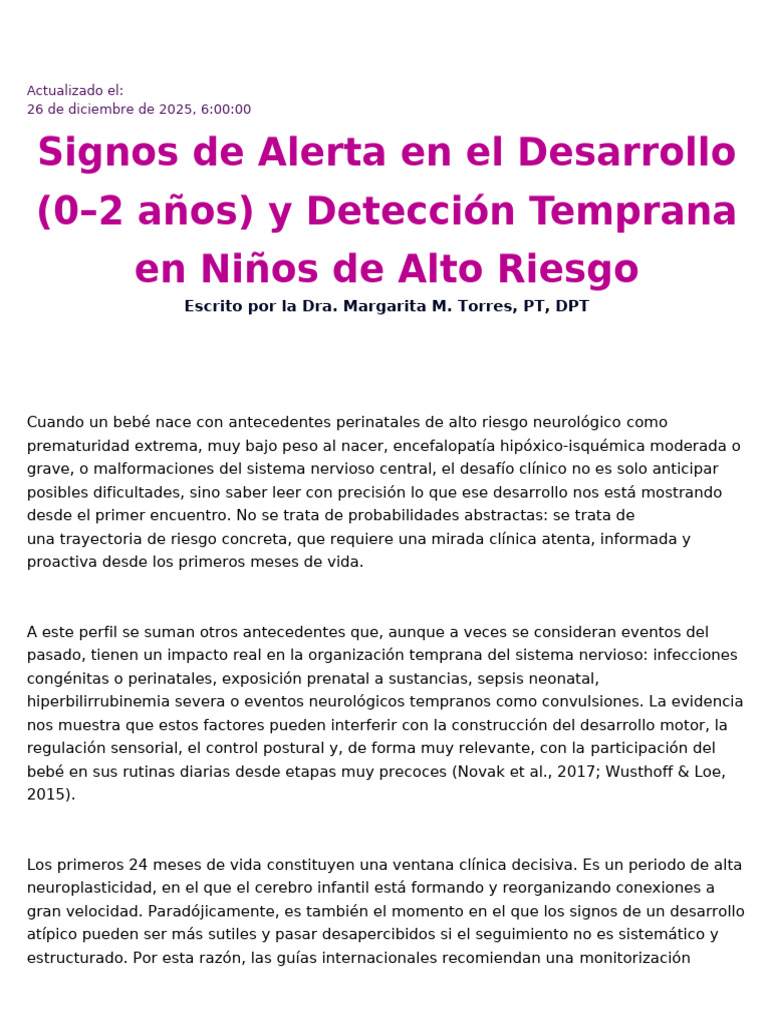 Signos de Alerta en El Desarrollo de 0 A 2 Años y Detección Temprana en ...