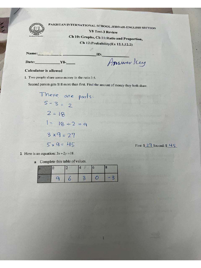 Test 3 Review Answer Key | PDF