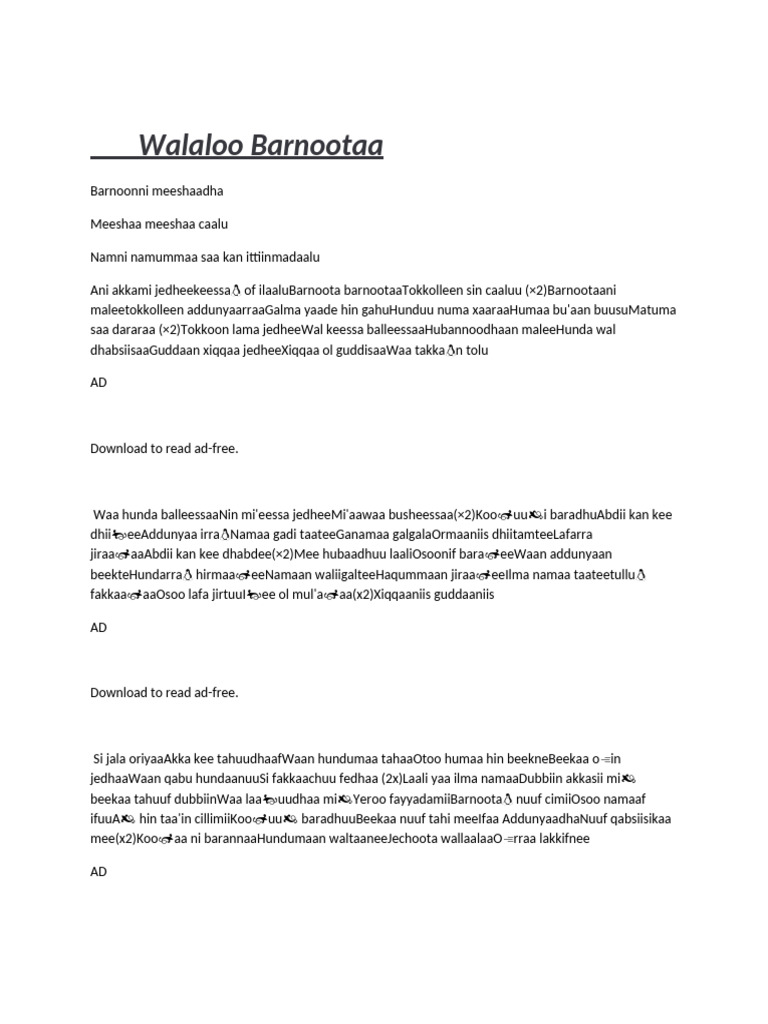 Walaloo Barnoot PDF