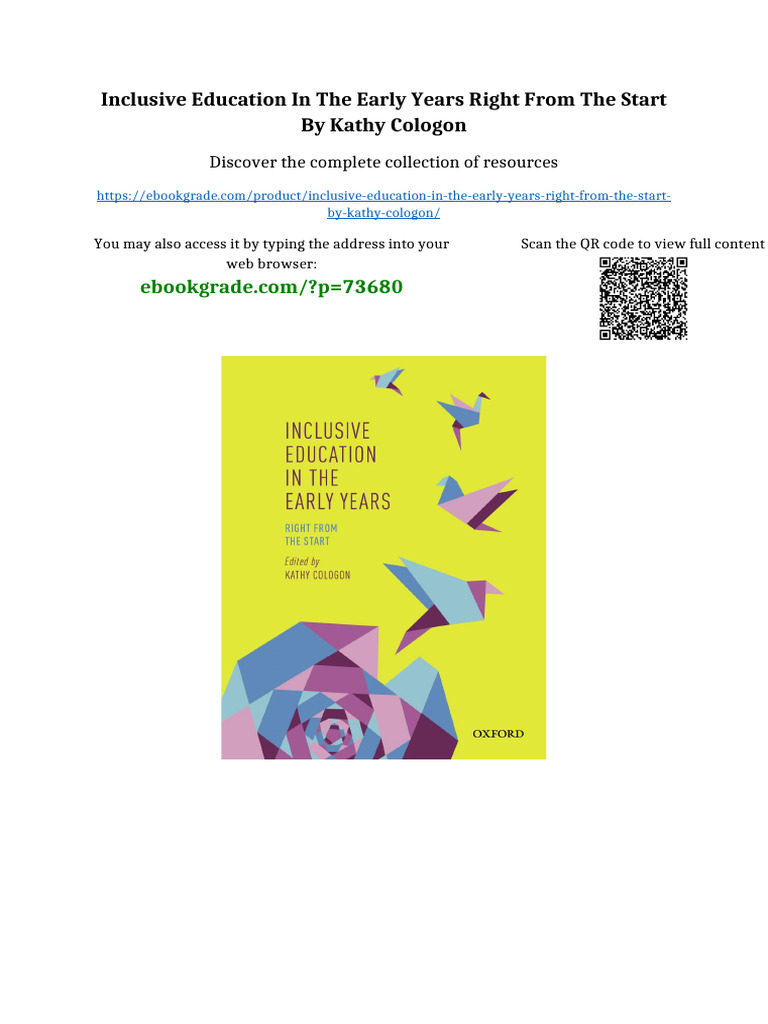 Inclusive Education in The Early Years Right From The Start by Kathy ...