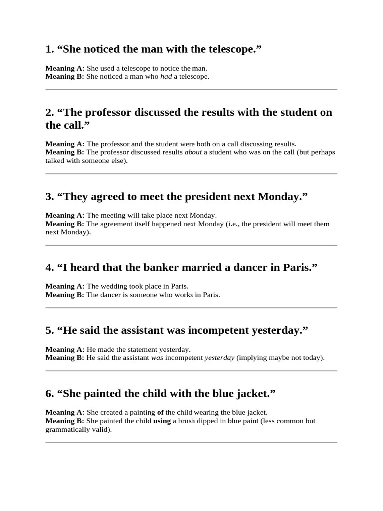 Ambiguous Sentences | PDF