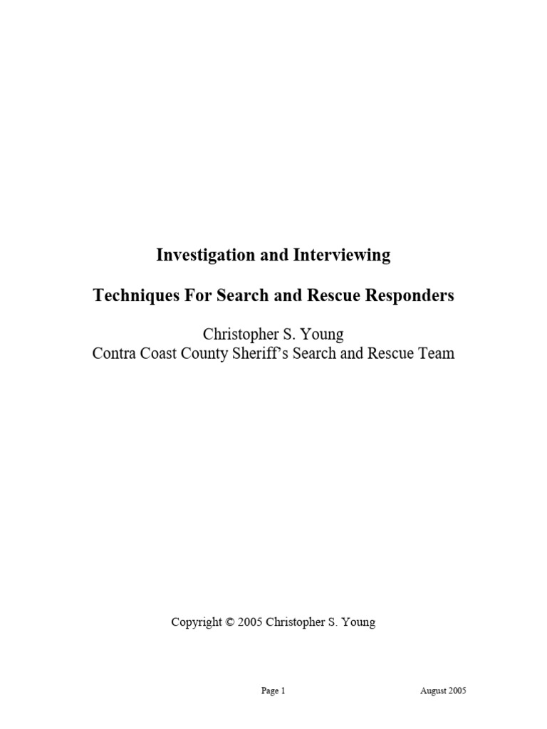 SAR INVESTIGATION AND INTERVIEW TECHNIQUES-rev1 | PDF | Interrogation ...