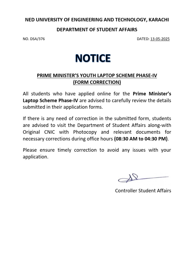 Laptop Scheme IV - Notice For Correction | PDF