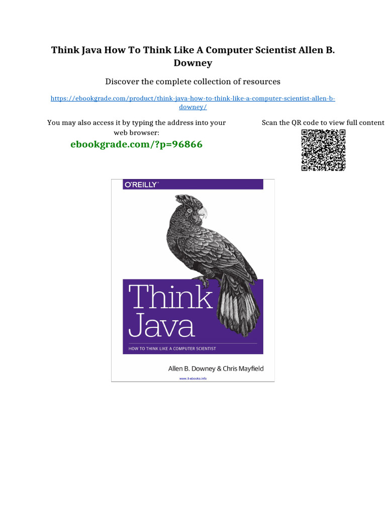 Think Java How To Think Like A Computer Scientist Allen B. Downey ...