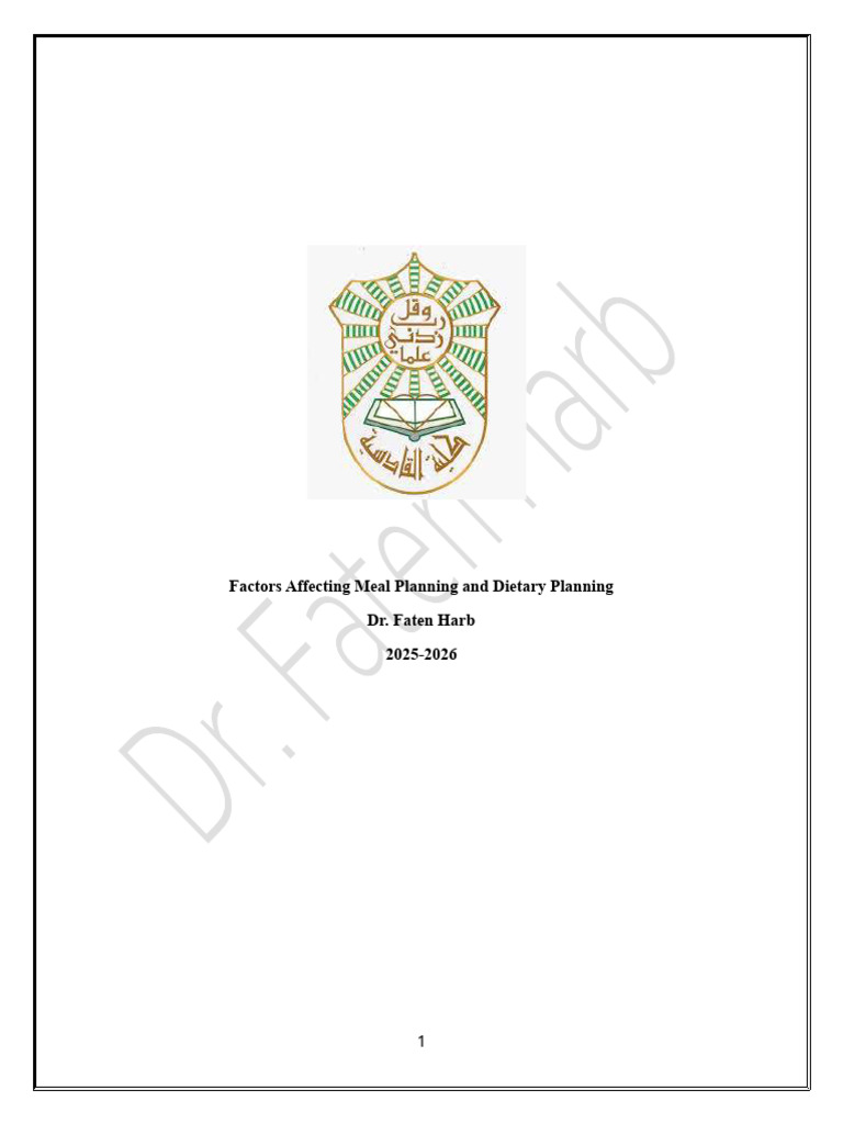 Factors Affecting Meal Planning and Dietary Planning | PDF | Diet ...