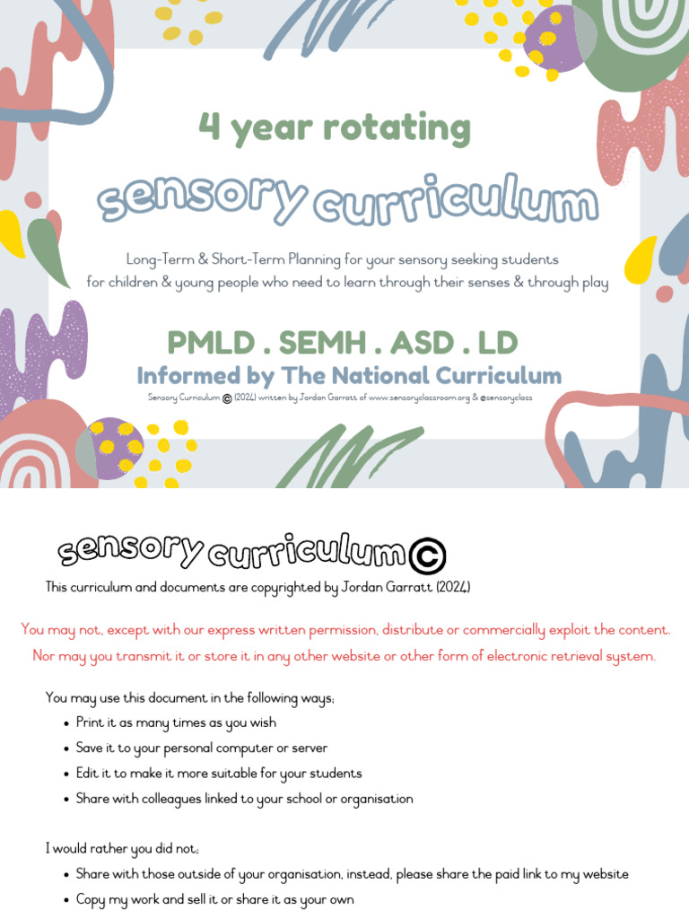 3rd Edition of Sensory Curriculum 4 Year Rotation Created by Sensory ...