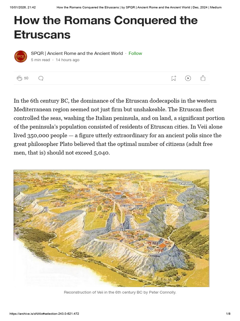 How The Romans Conquered The Etruscans (Medium, 2024) | PDF | Etruscan ...