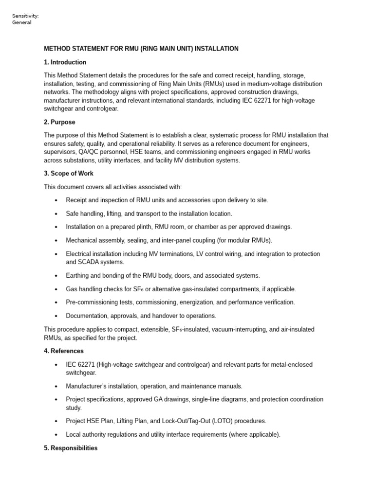 Method Statement For Rm1 | PDF | Electrical Wiring | Electrical Components