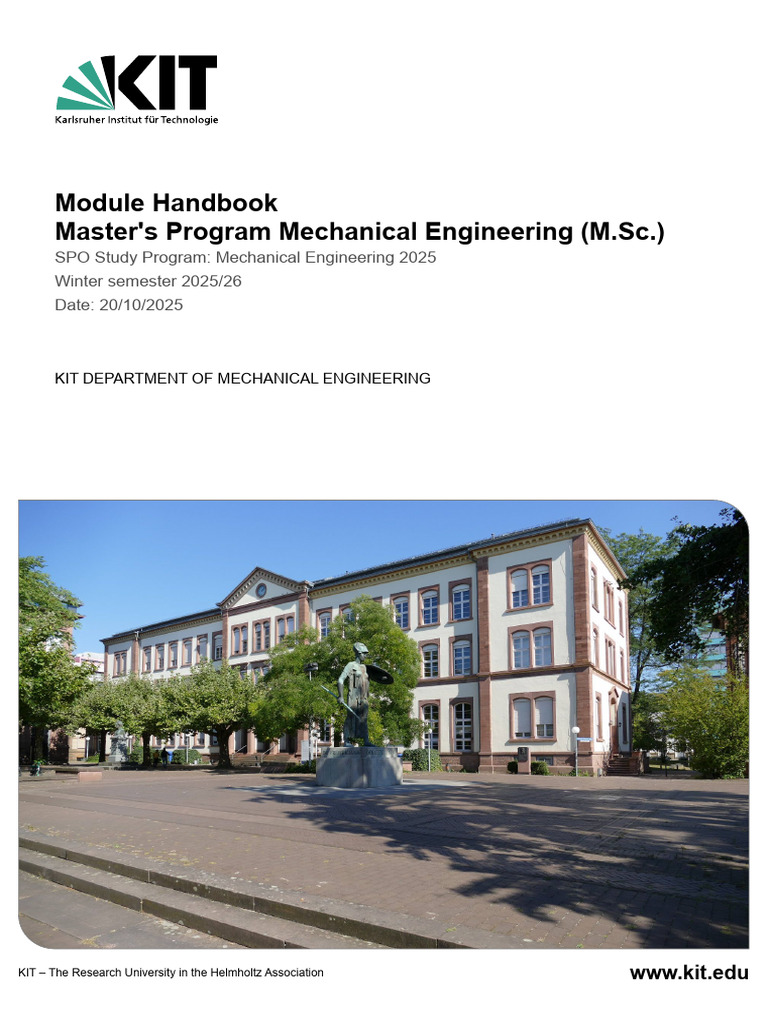 Module Handbook Master's Program Mechanical Engineering (M.SC.) | PDF ...