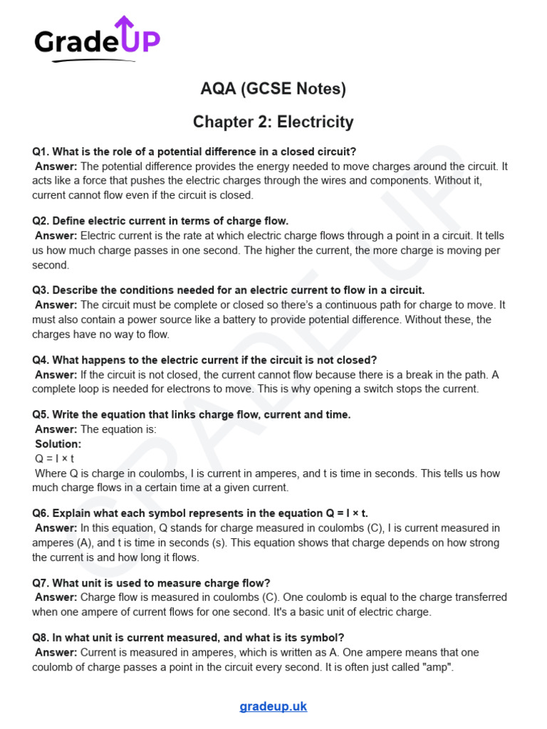 Electricity - Worksheet | PDF | Electrical Resistance And Conductance ...