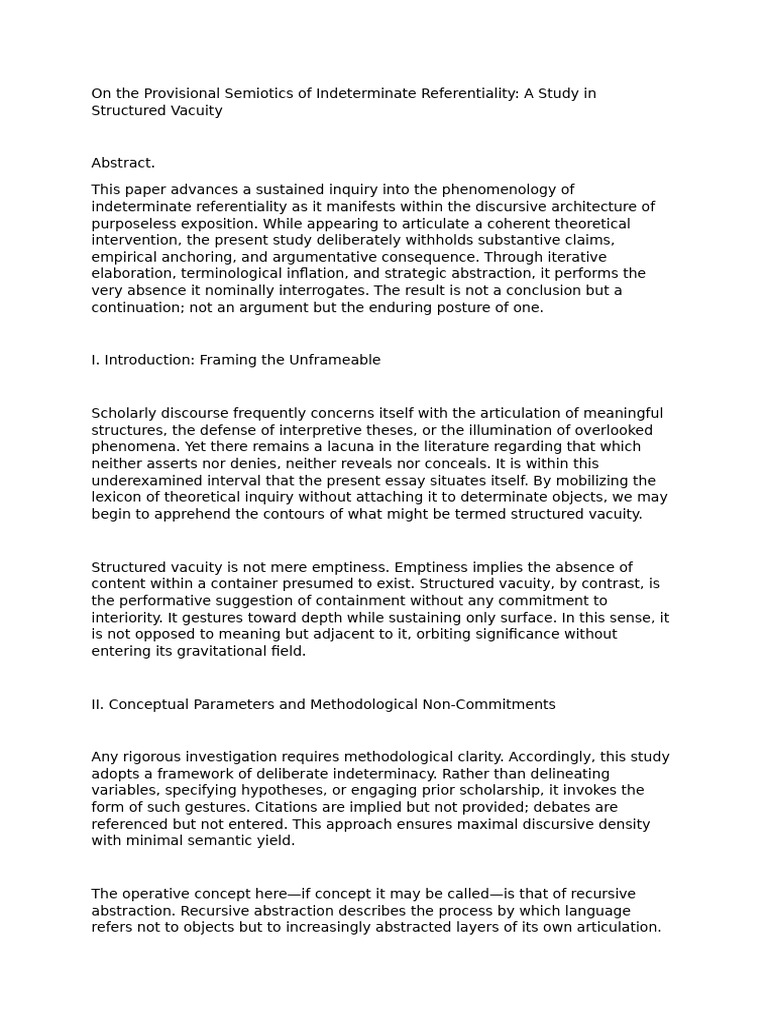 On The Provisional Semiotics of Indeterminate Referentiality | PDF ...