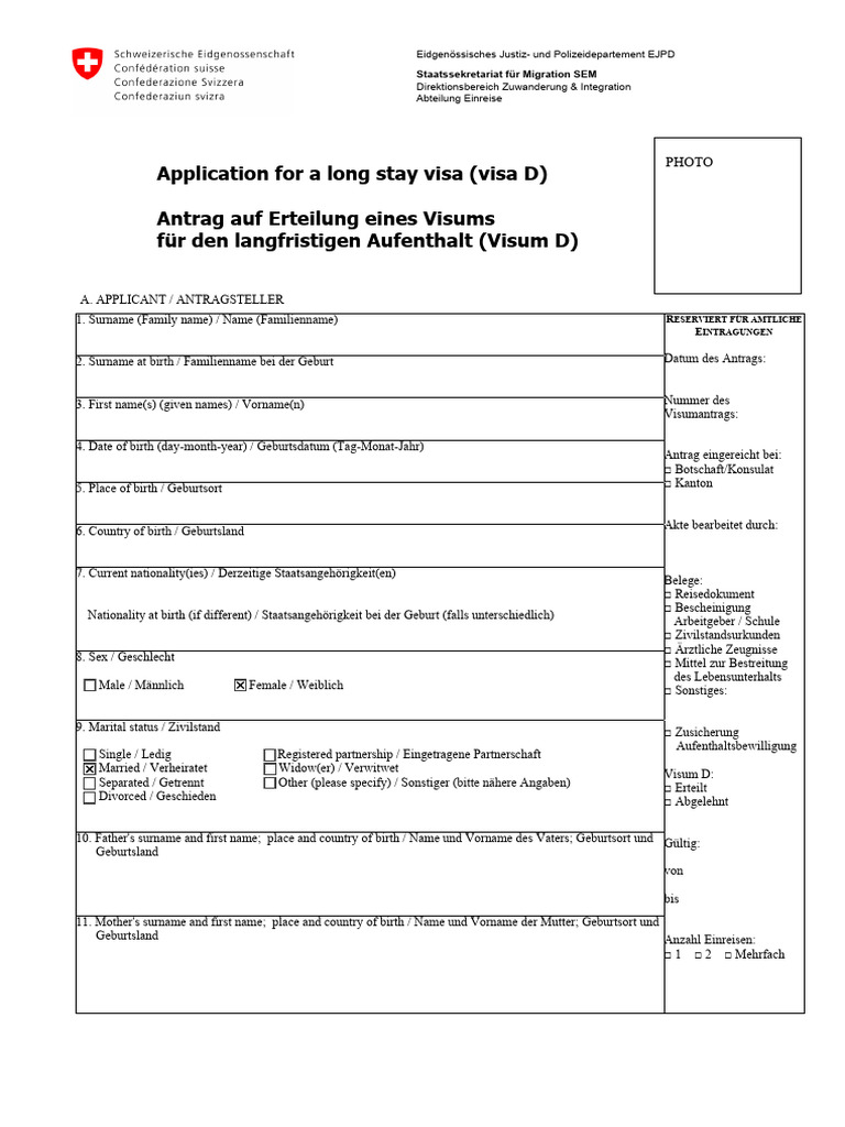 Visa D Form (1) | PDF