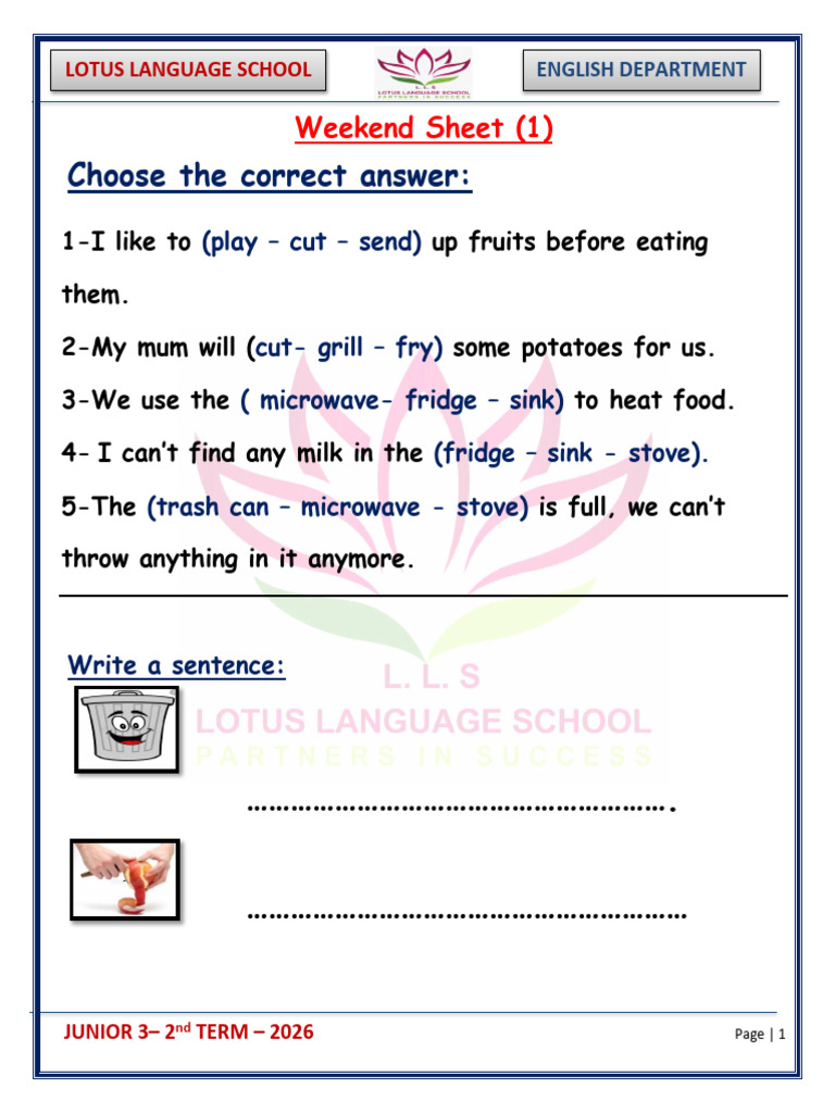 Weekend Sheet 1 Jr3 | PDF