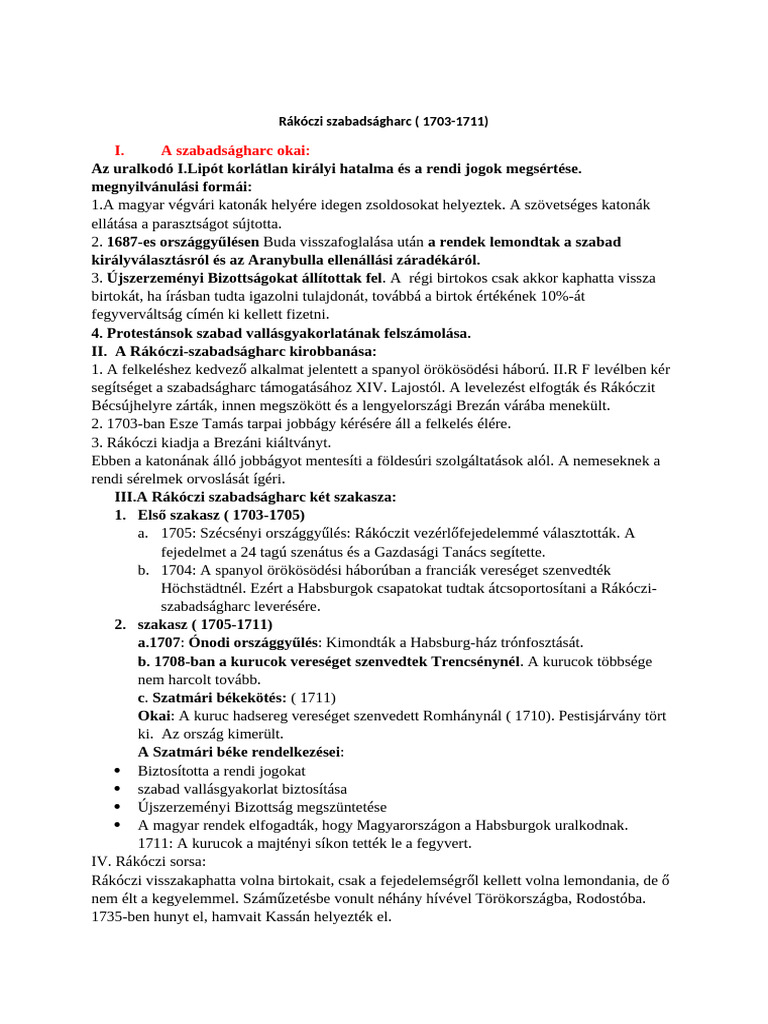 Rákóczi Szabadságharc | PDF