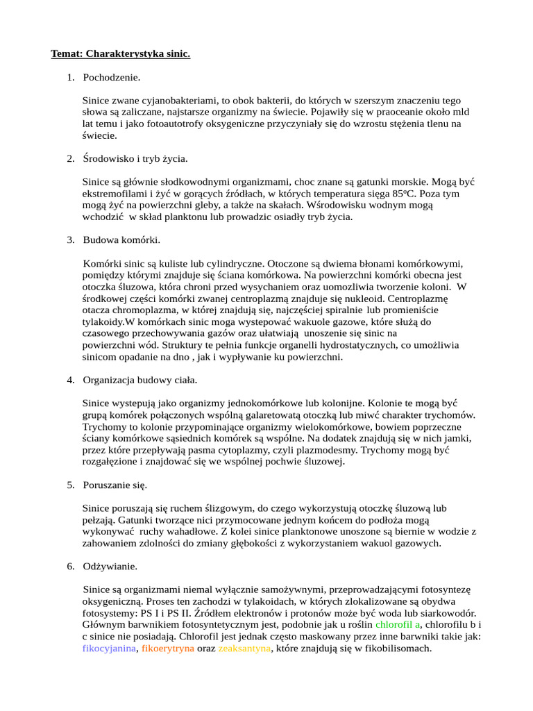 2.charakterystyka Sinic | PDF
