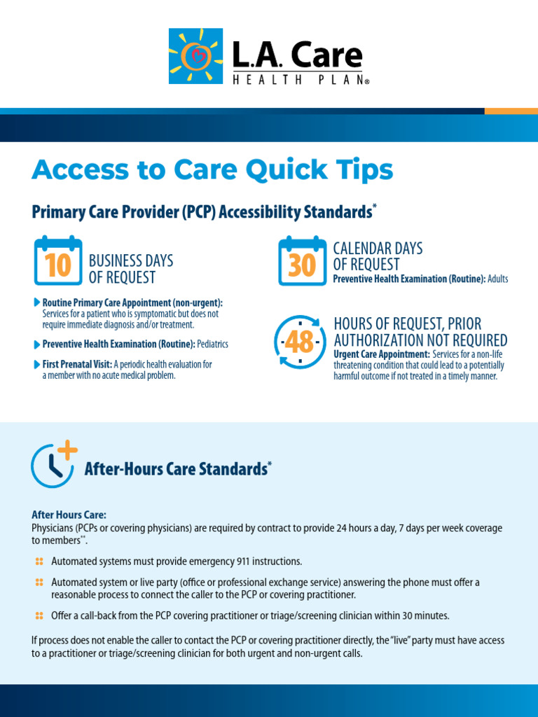 La5608 Access To Care Tips 202410 | PDF | Primary Care | Mental Health
