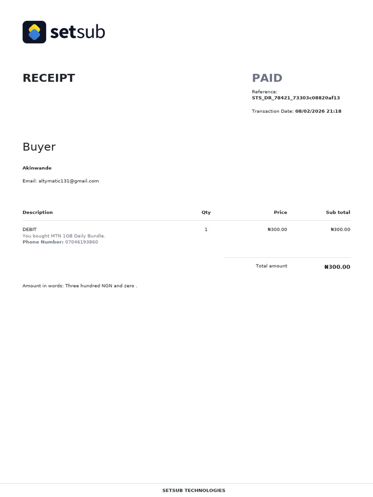 Transaction Reciept 12592381 | PDF