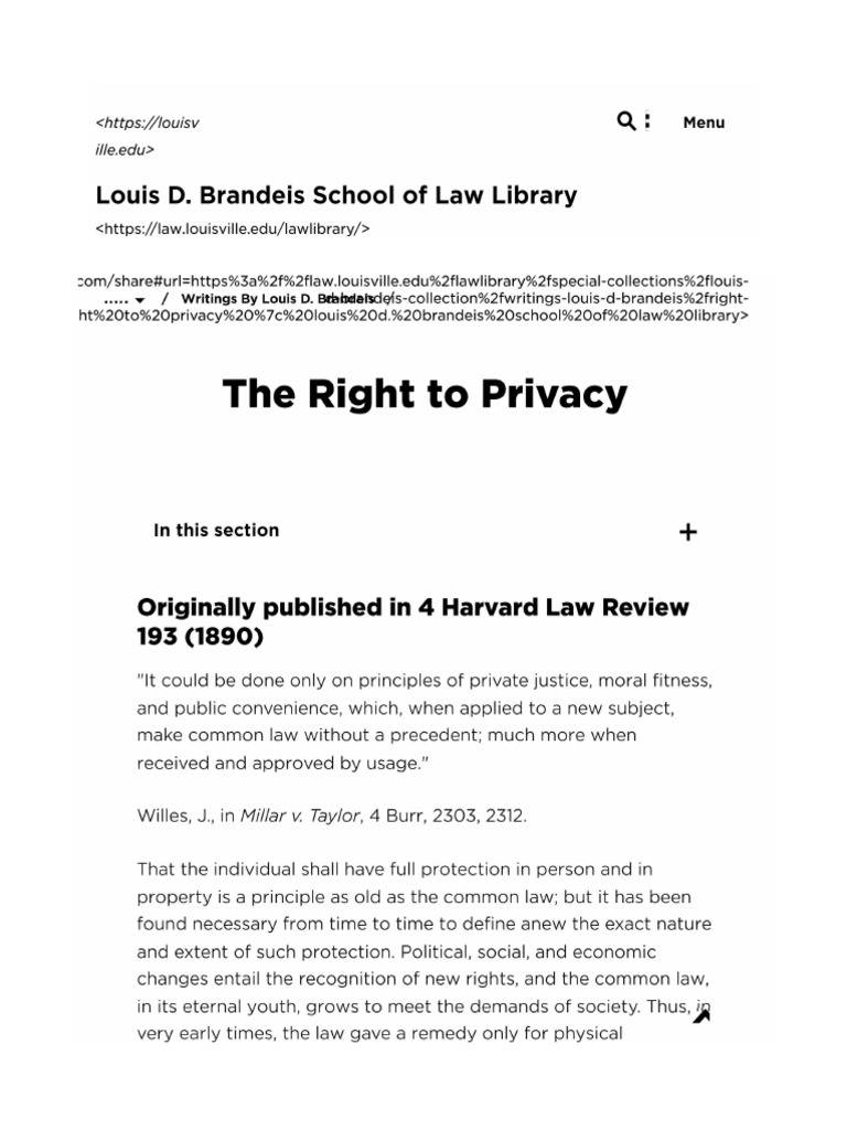 Right To Privacy | PDF