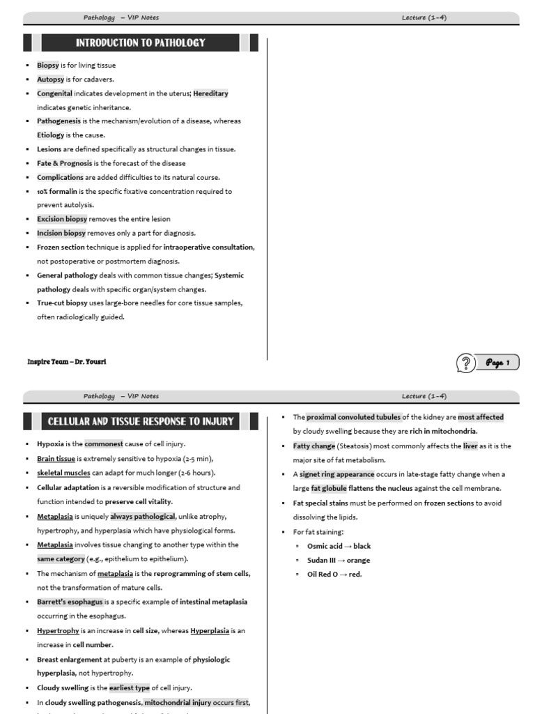 Pathology Notes | PDF | Necrosis | Medical Specialties