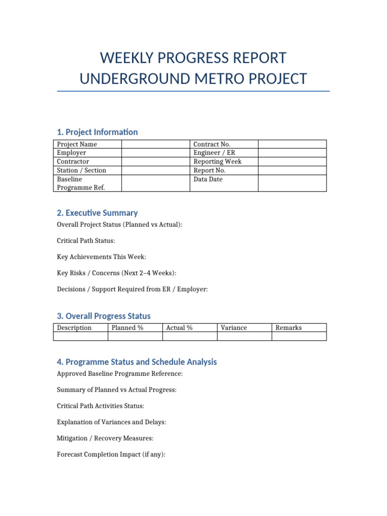 Weekly Progress Report Template UG Metro ChatGPT | PDF