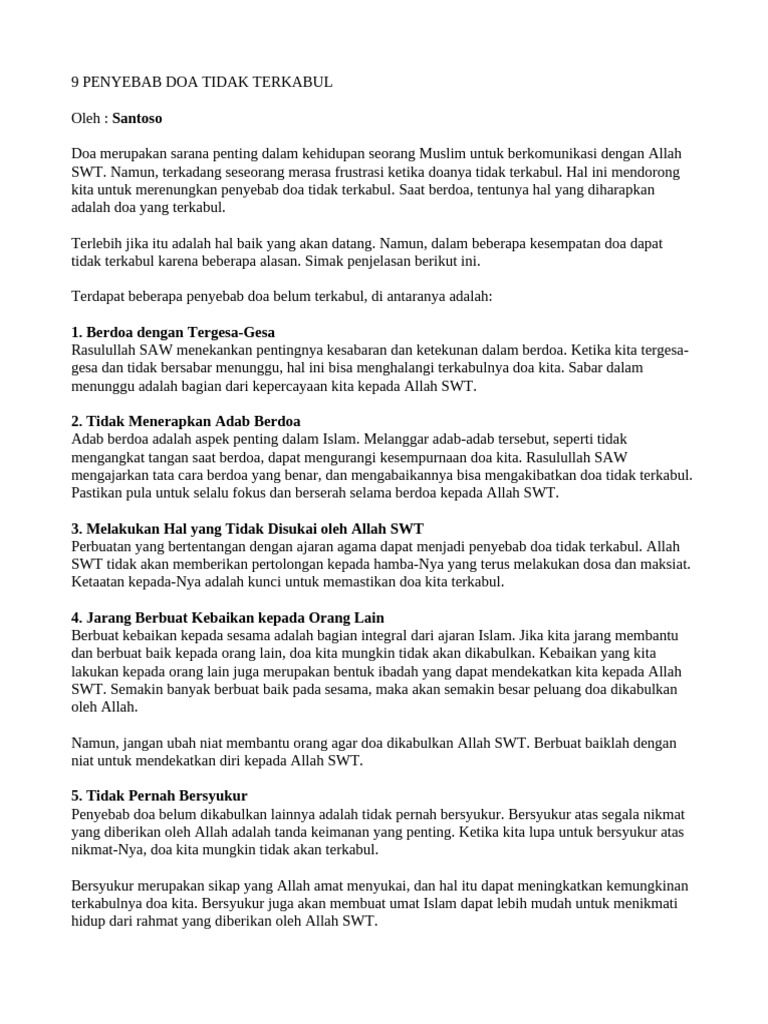 7 Catatan Mengenai Adab Doa | PDF