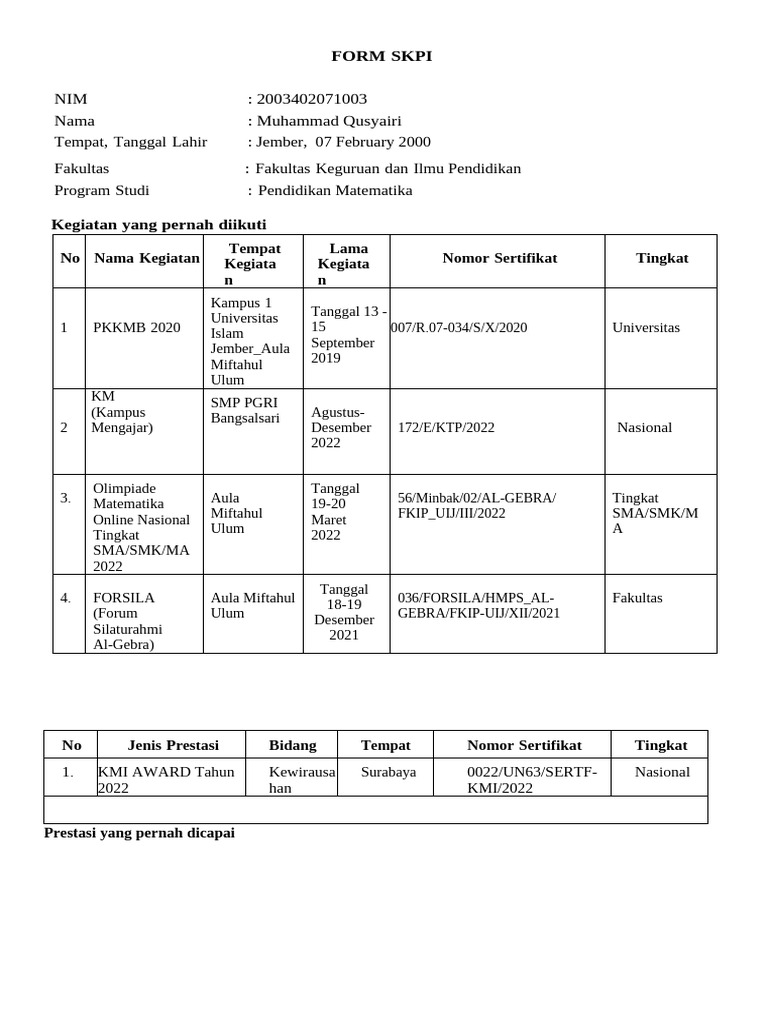 SKPI | PDF