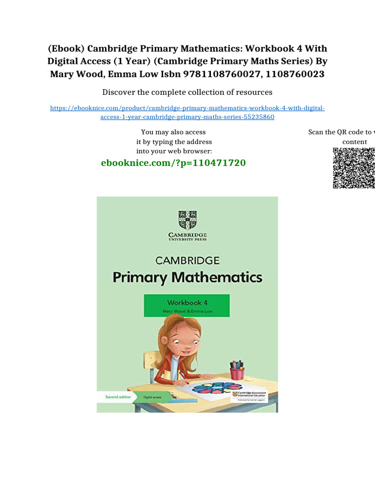 (Ebook) Cambridge Primary Mathematics: Workbook 4 With Digital Access ...