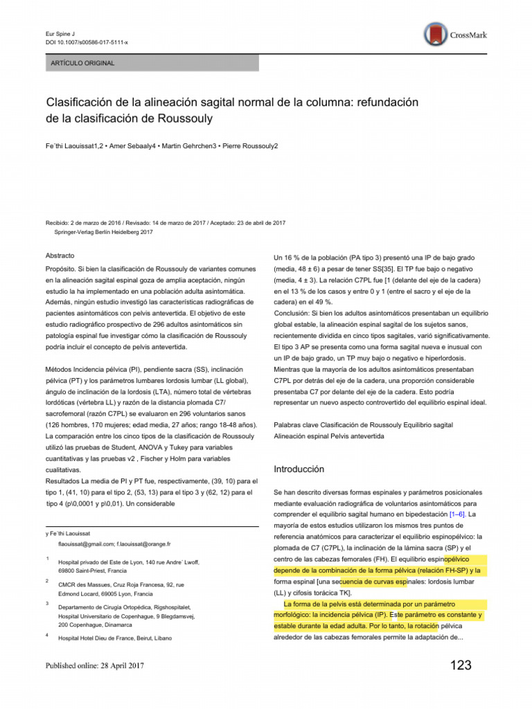 Roussouly 3 AP Español | PDF | Pelvis | Sistema musculoesquelético