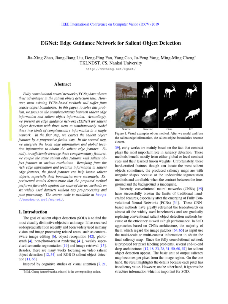 Egnet: Edge Guidance Network For Salient Object Detection | PDF | Image ...
