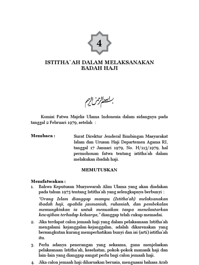 Istitha Ah Dalam Melaksanakan Ibadah Haji