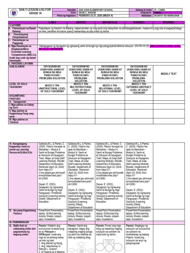 q4 Filipino DLL Week 4 | PDF