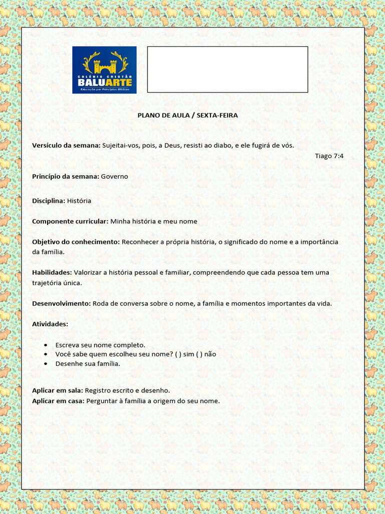 Plano de Aula 2026 | PDF | Deus | Família