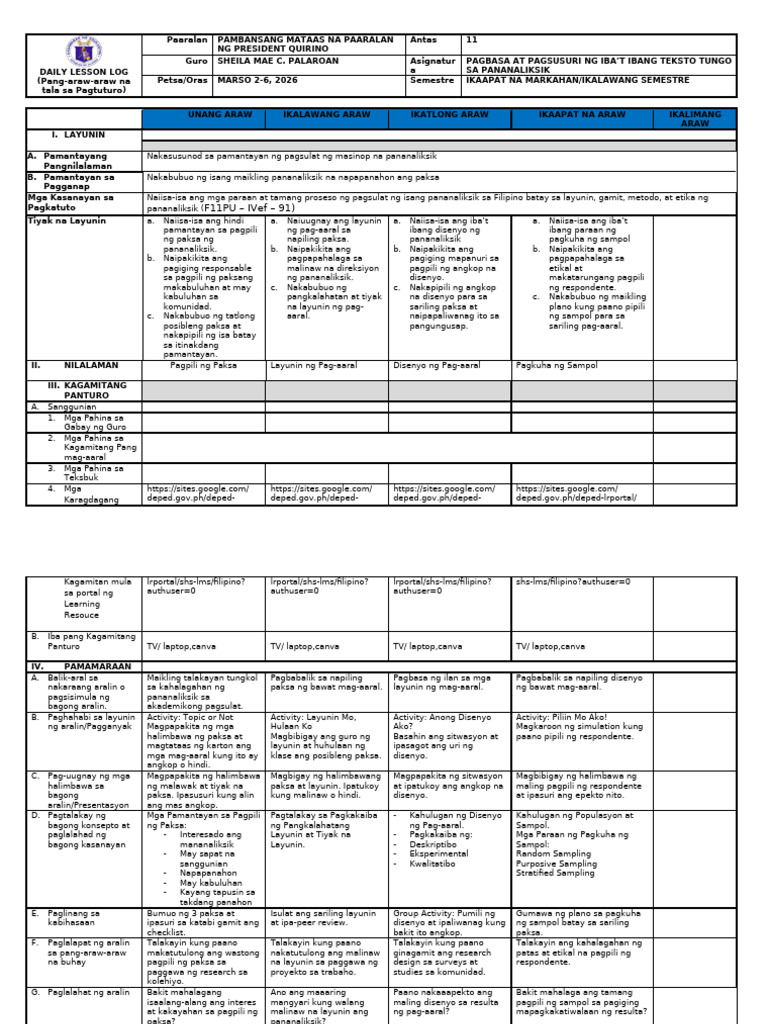 Pagbasa at Pagsusuri 25 26 Quarter 4 Week 6 | PDF