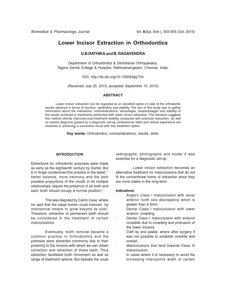 3.lower Incisor Extraction in Orthodontics | PDF | Orthodontics ...