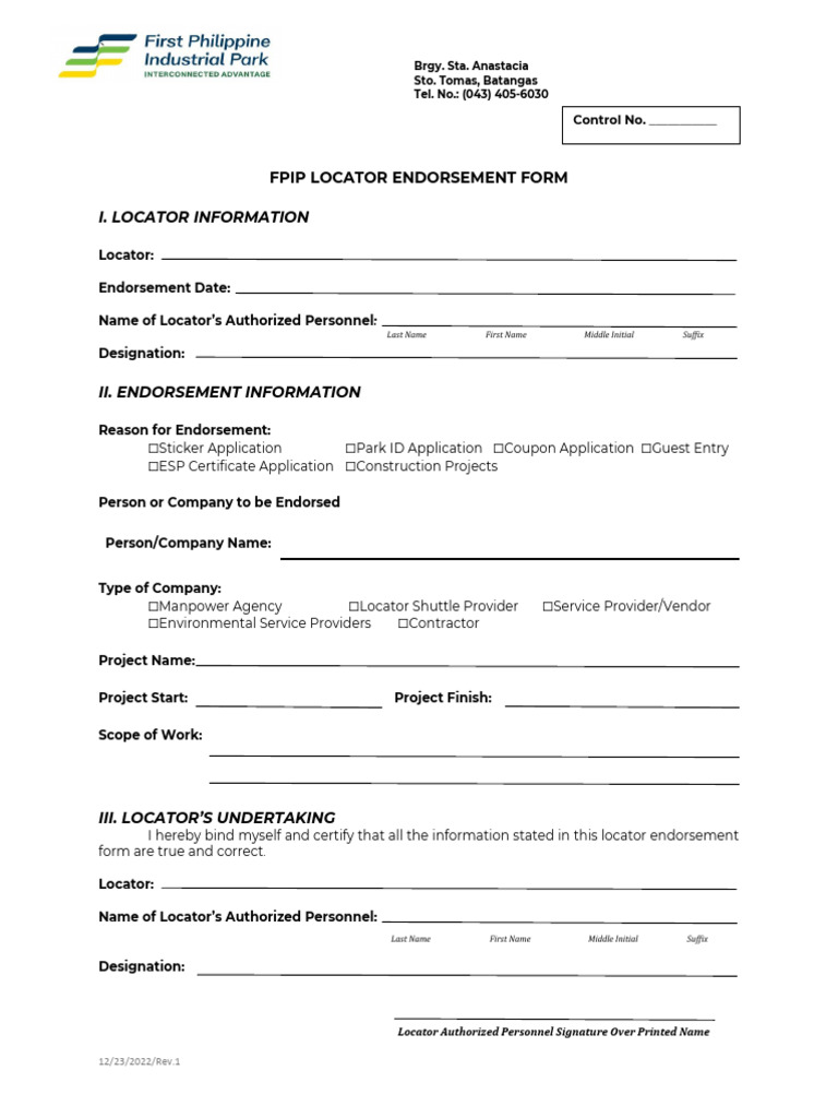 Fpip Locator Endorsement Form 2-13-2024 - 0 | PDF | Information ...