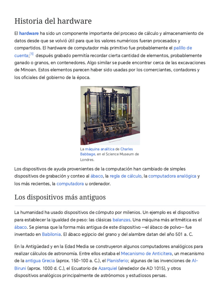 Historia Del Hardware - Wikipedia, La Enciclopedia Libre | PDF