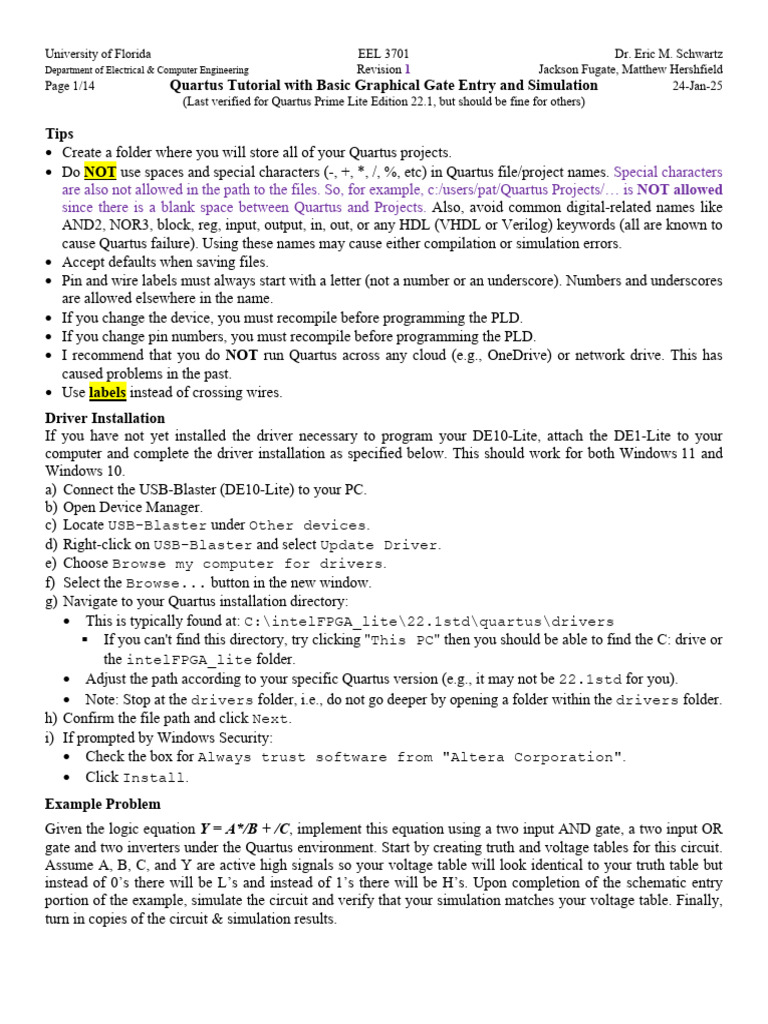Quartus 22.1 Tutorial | PDF | Computer File | Directory (Computing)