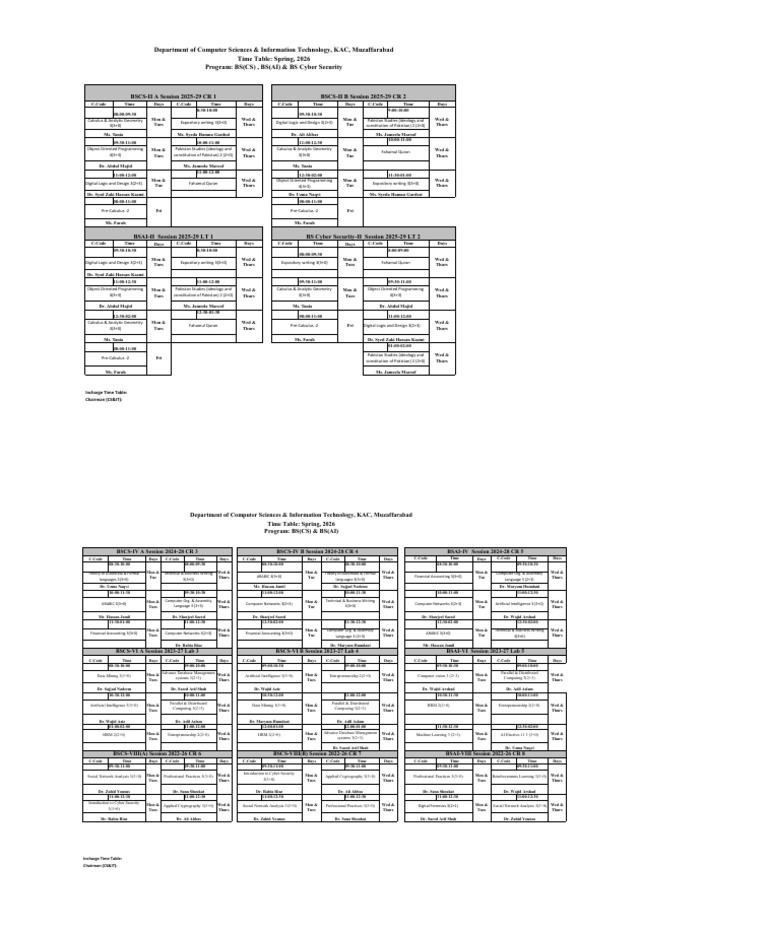TimeTable (Spring 26) (V1.1) | PDF | Computing | Mathematics