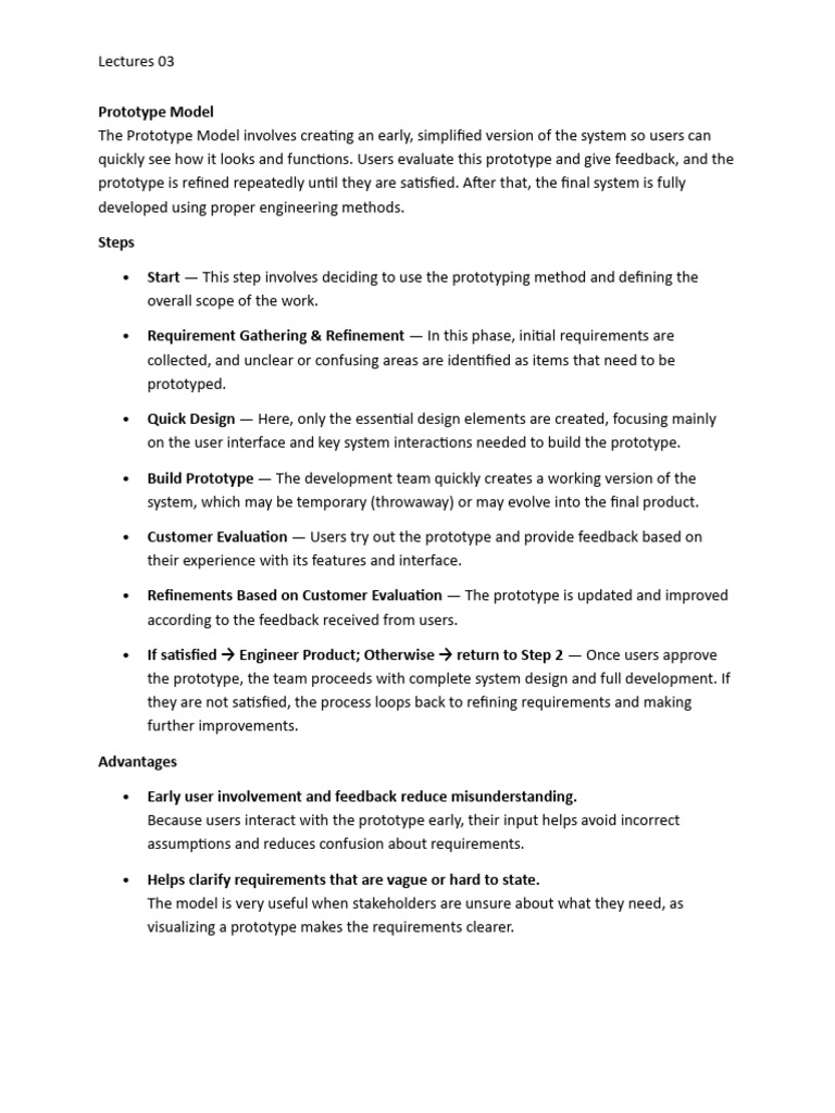 Lectures 03 - Software Engineering-1 | PDF | Prototype | Software ...