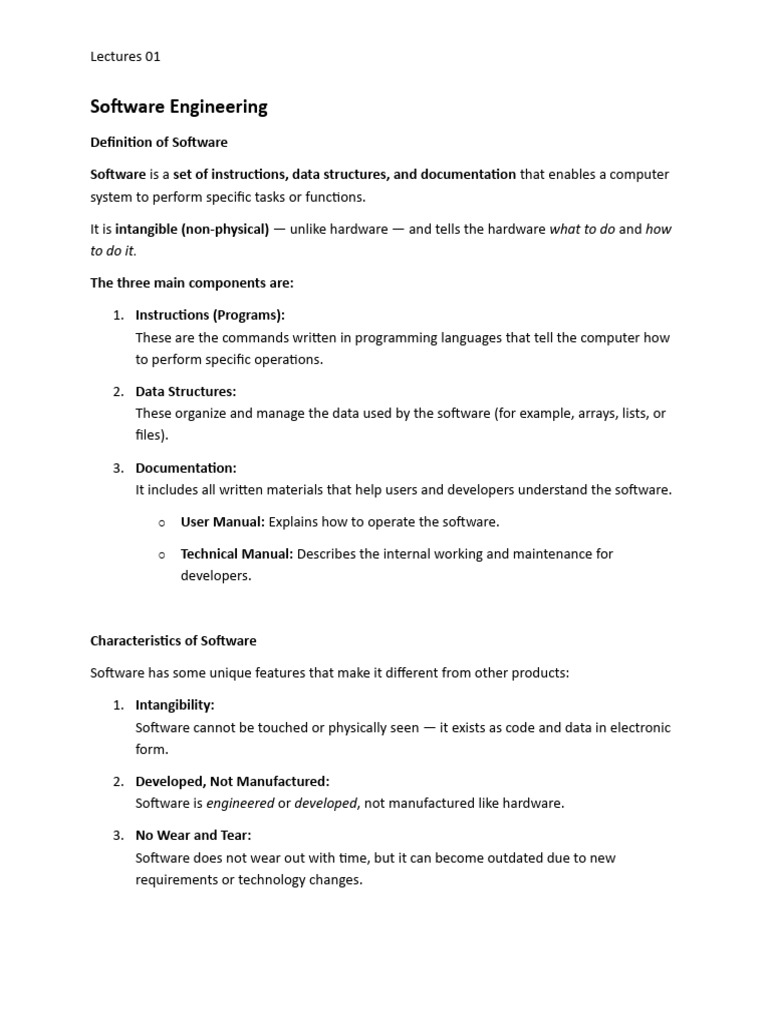 Lectures 01 - Software Engineering | PDF | Software | Software Development