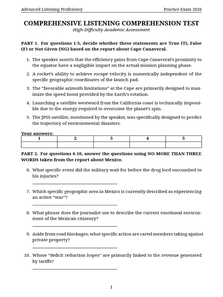 Comprehensive Listening Exam | PDF | Orbit | Force