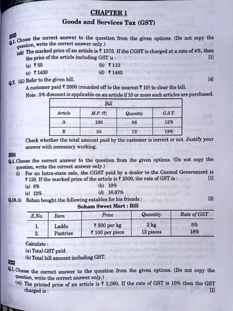 ICSE Mathematics Class 10 Chapterwise PYQ 2015-2025 | PDF