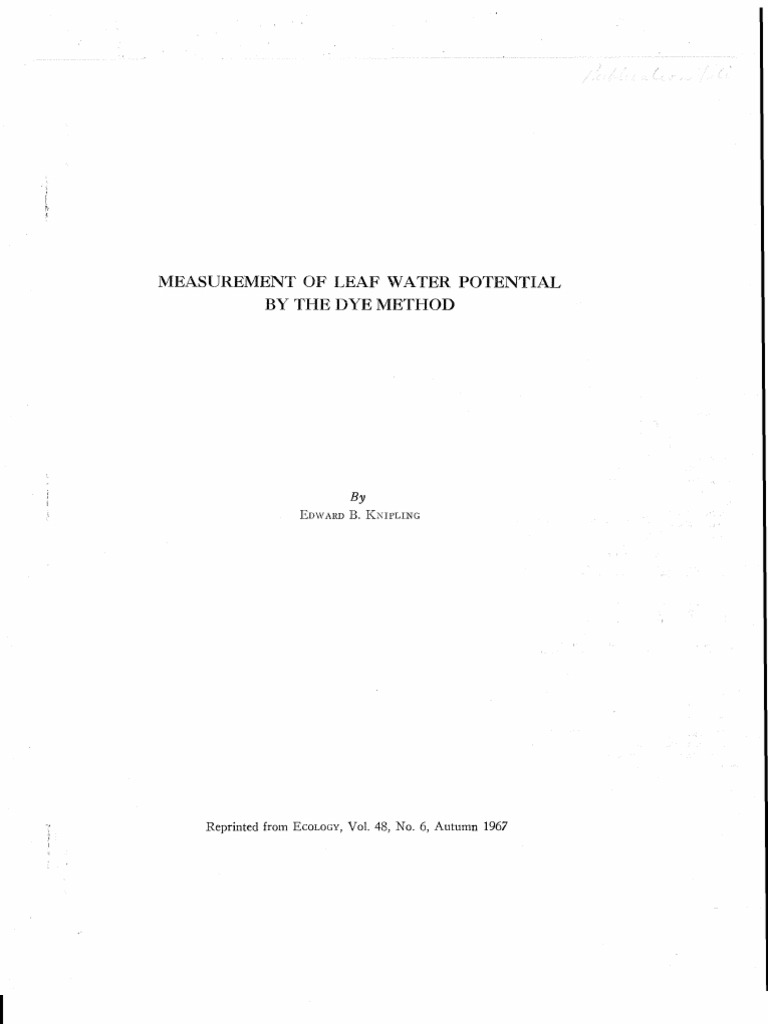 Measure Of Water Potential By The Dye Method Leaf Osmosis