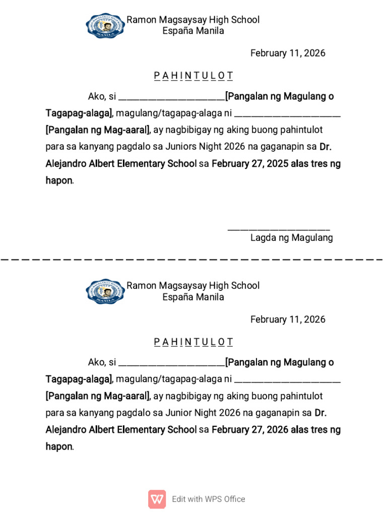 Parents Consent JS Prom | PDF