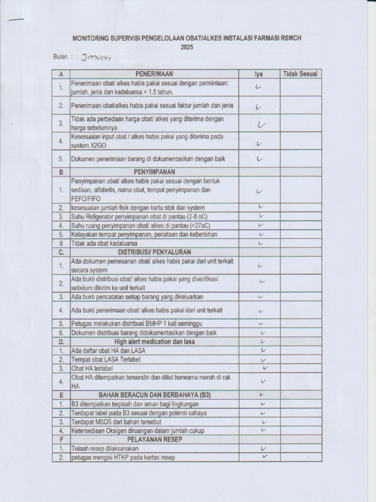 Monitoring Supervisi Pengelolaan Obat Alkes 2025 | PDF