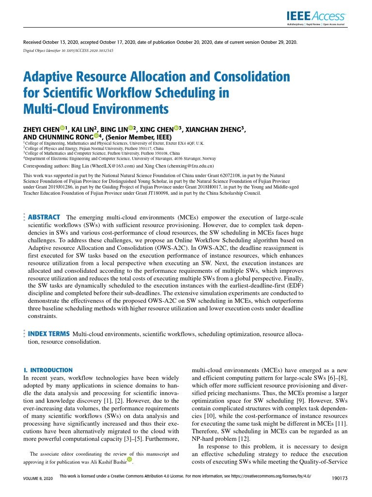 Adaptive Resource Allocation and Consolidation For Scientific Workflow ...